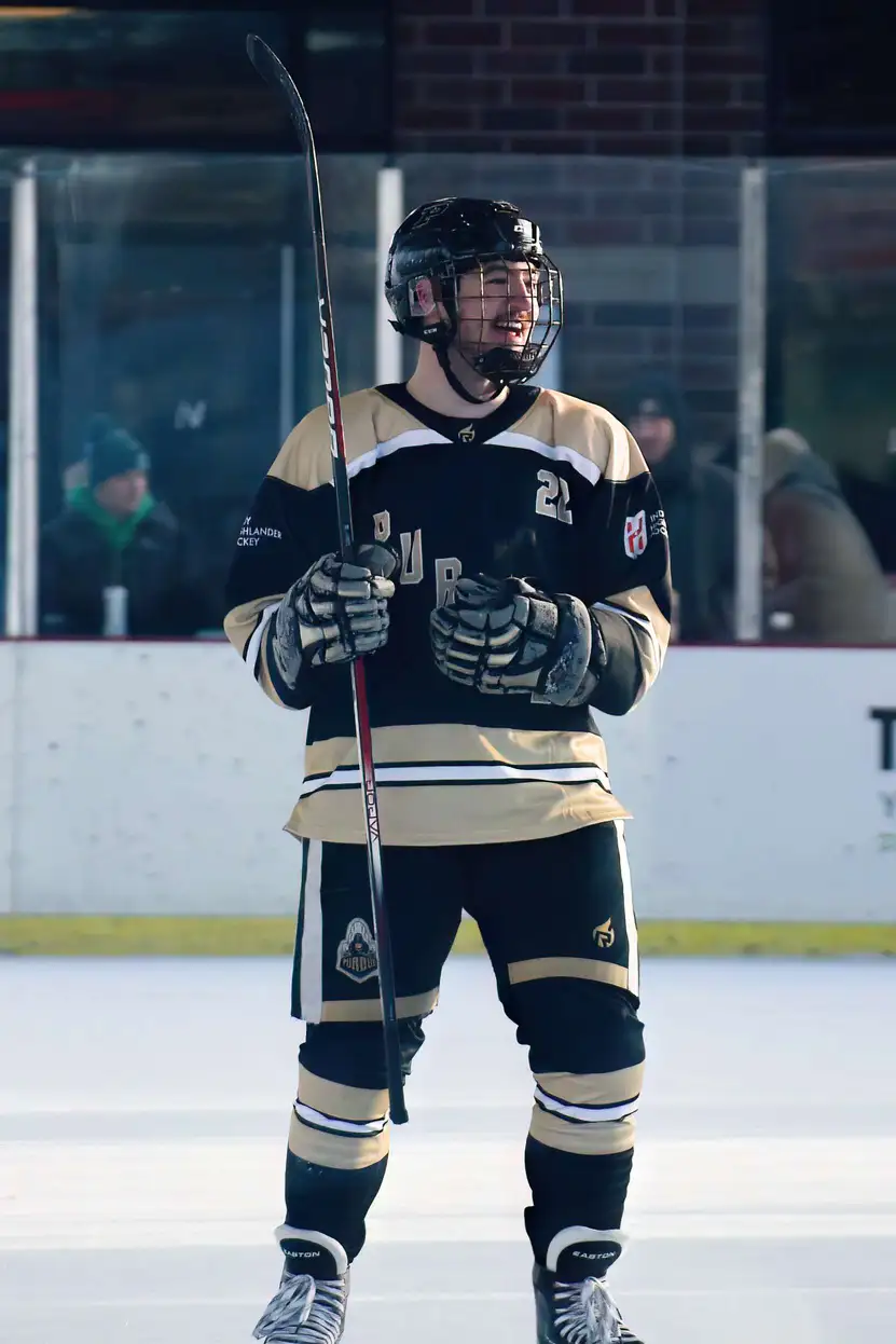 Austin Rawlins on the ice with Purdue Club Ice Hockey